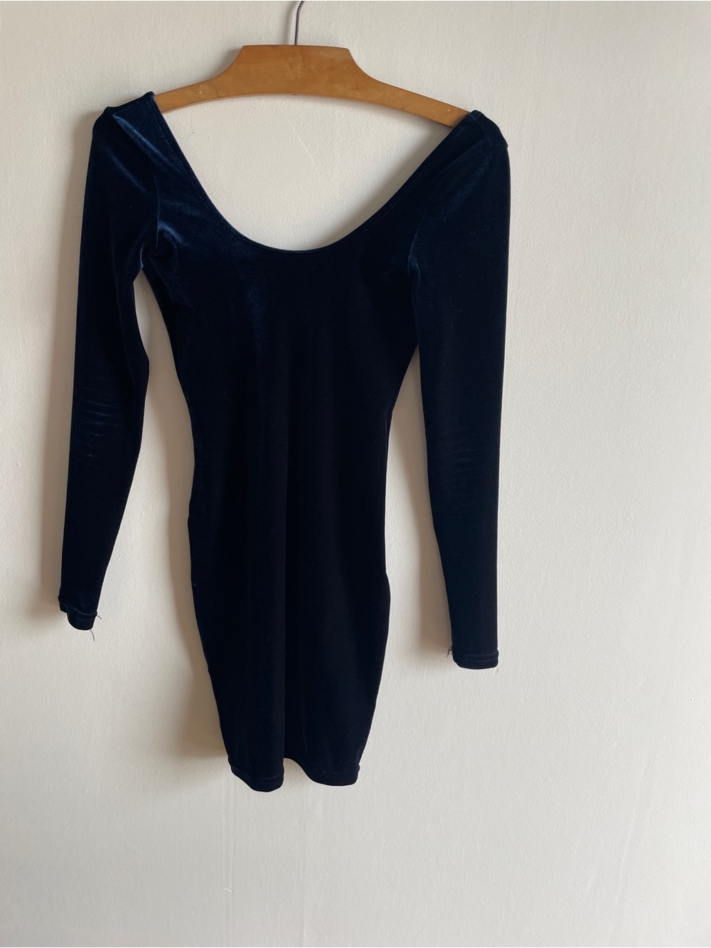 American Apparel Navy Blue Velvet Scoop-Back Mini Dress